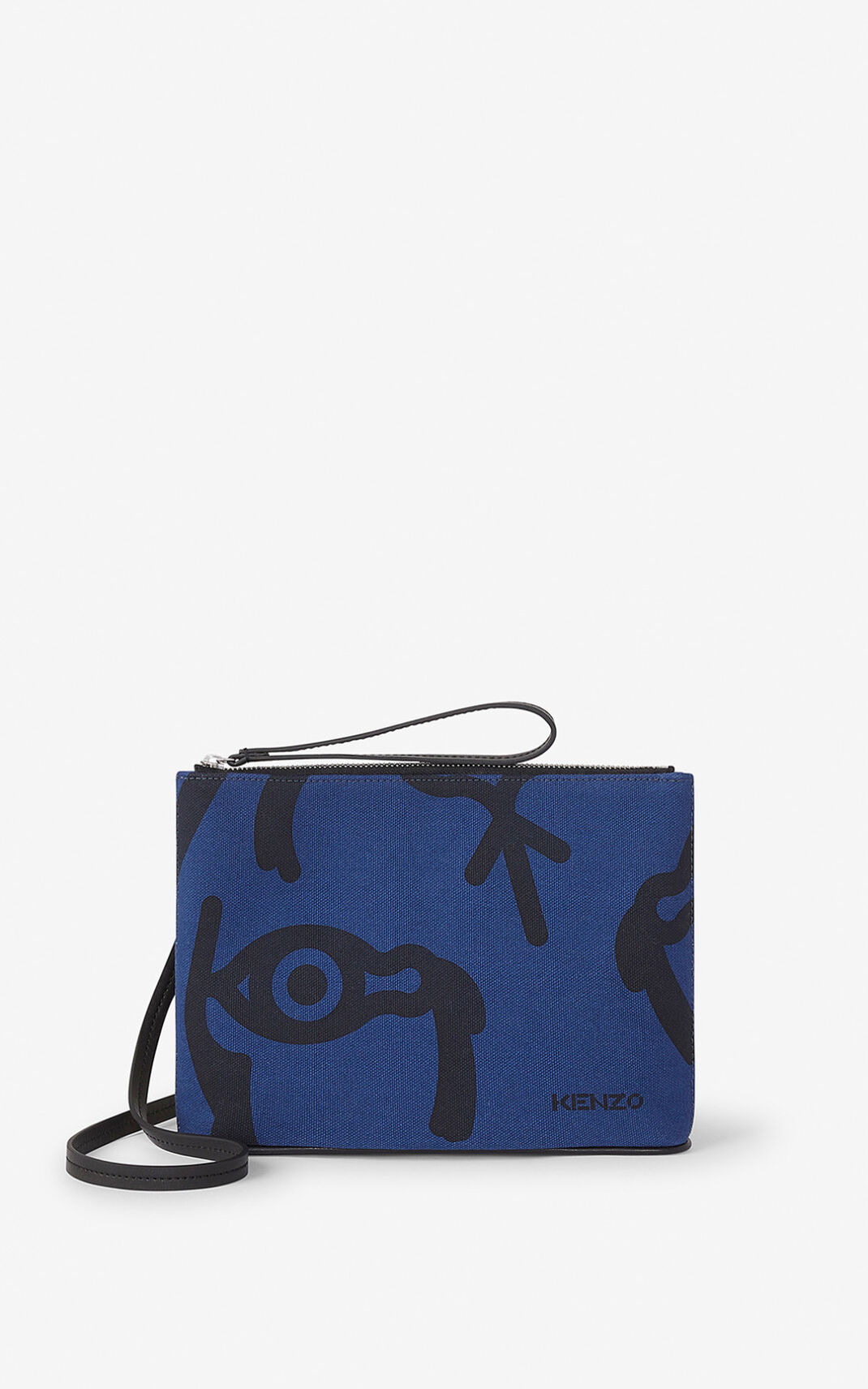Kenzo Arc canvas and shoulder strap Messenger Bag Blue For Womens 1297ZFADC